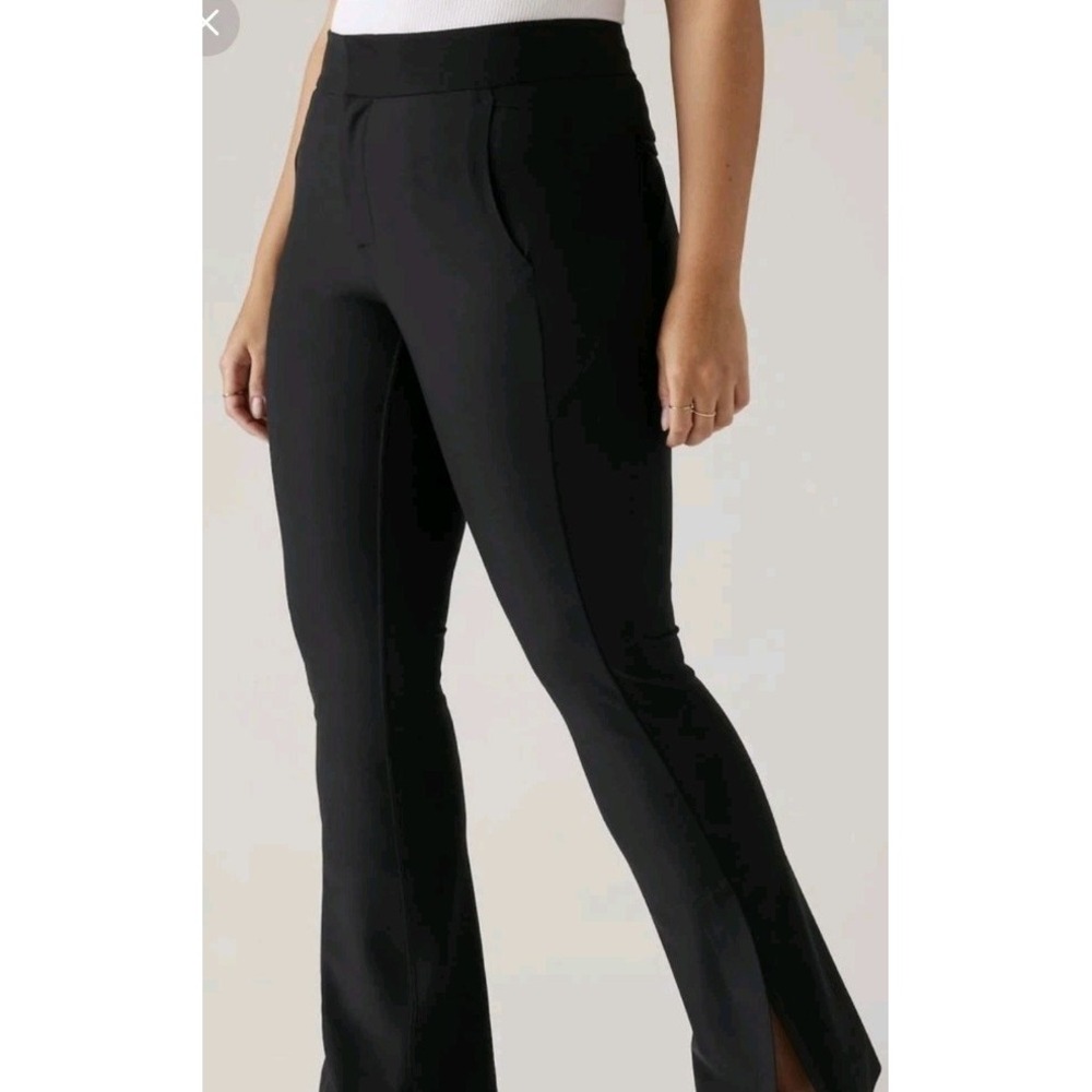 NEW Athleta Stellar FLARE Trouser Pant Sz 14 Pockets Black Slacks Business